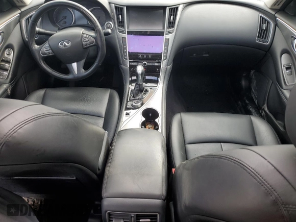 2014 Infiniti Q50 Premium with VIN JN1BV7APXEM675338, listed as a Copart auction lot 57125045 with 58,267 mi miles and Salvage title. Bid and sale history available at DreamBid. Image 8.