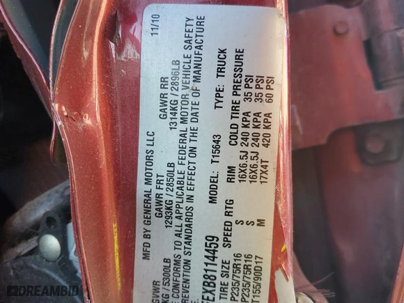 2011 Chevrolet Colorado LT w/1LT with VIN 1GCHTCFEXB8114459, listed as a Copart auction lot 81476634 with 136,002 mi miles and Salvage Title. Bid and sale history available at carsss.com. Image 13.