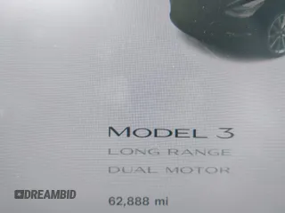 2019 Tesla Model 3 Long Range with VIN 5YJ3E1EB6KF192477, listed as a IAAI auction lot 41981600 with 62,888 mi miles. Bid and sale history available at carsss.com. Image 15.