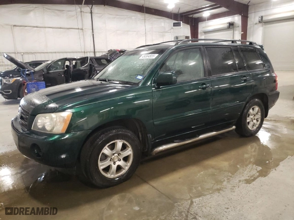 2001 Toyota Highlander with VIN JTEGF21A710006262, listed as a Copart auction lot 49304855 with 281,636 mi miles and Clean Title. Bid and sale history available at carsss.com. Image 1.