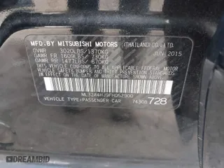 2015 Mitsubishi Mirage ES with VIN ML32A4HJ9FH052900, listed as a IAAI auction lot 41698635 with 100,713 mi miles. Bid and sale history available at carsss.com. Image 9.