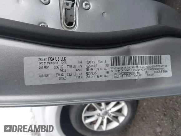 2016 Dodge Journey SXT with VIN 3C4PDDBG2GT242127, listed as a IAAI auction lot 41485555 with 119,728 mi miles. Bid and sale history available at carsss.com. Image 9.