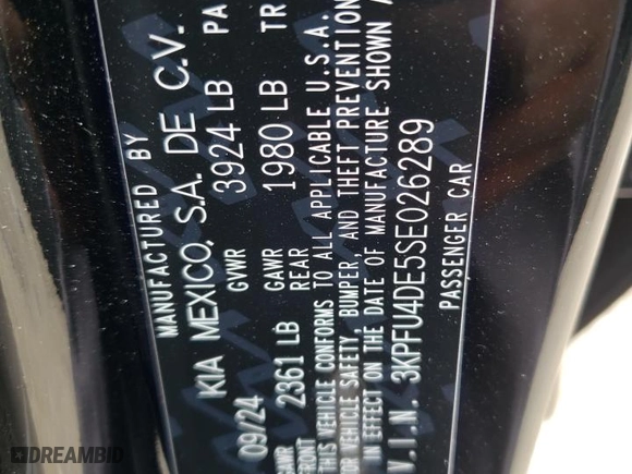 2025 Kia K4 EX with VIN 3KPFU4DE5SE026289, listed as a Copart auction lot 84837844 with 2,785 mi miles and Salvage Title. Bid and sale history available at carsss.com. Image 12.