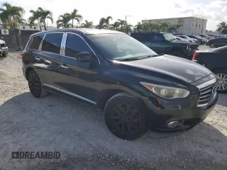 2013 Infiniti JX35 with VIN 5N1AL0MM4DC311746, listed as a Copart auction lot 79057304 with 153,074 mi miles and Salvage Title. Bid and sale history available at carsss.com. Image 4.