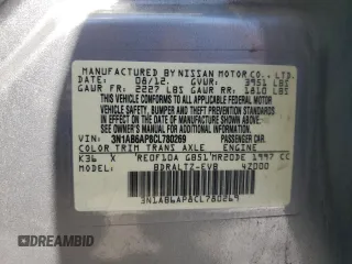 2012 Nissan Sentra SL with VIN 3N1AB6AP8CL780269, listed as a Copart auction lot 63018405 with 155,317 mi miles and Salvage title. Bid and sale history available at DreamBid. Image 13.