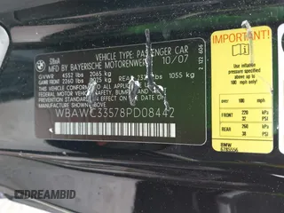 2008 BMW 3 Series 328xi with VIN WBAWC33578PD08442, listed as a IAAI auction lot 42120947 with 137,077 mi miles and . Bid and sale history available at DreamBid. Image 9.