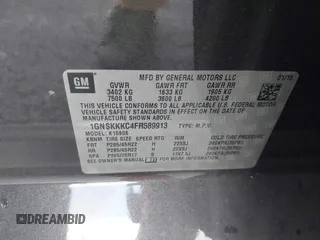 2015 Chevrolet Suburban LTZ with VIN 1GNSKKKC4FR589913, listed as a IAAI auction lot 42017190 with 216,145 mi miles. Bid and sale history available at carsss.com. Image 9.