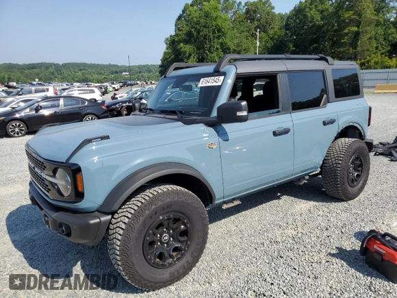 2023 Ford Bronco with VIN 1FMEE5DP7PLB67908, listed as a Copart auction lot 61641545 with 10,256 mi miles and Salvage title. Bid and sale history available at DreamBid. Image 1.