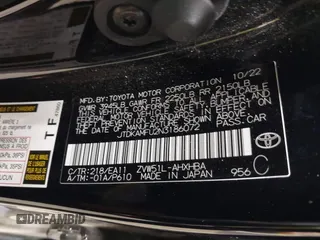 2022 Toyota Prius L Eco with VIN JTDKAMFU2N3186072, listed as a IAAI auction lot 42486252 with 5,887 mi miles and . Bid and sale history available at DreamBid. Image 9.
