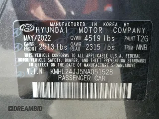 2022 Hyundai Sonata Hybrid Blue with VIN KMHL24JJ5NA051528, listed as a Copart auction lot 82478744 with 66,784 mi miles and Salvage Title. Bid and sale history available at carsss.com. Image 13.