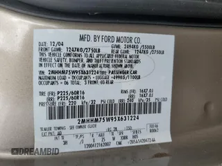2005 Mercury Grand Marquis LS Premium with VIN 2MHHM75W95X631224, listed as a Copart auction lot 75134304 with 0 mi miles and Salvage Title. Bid and sale history available at carsss.com. Image 13.