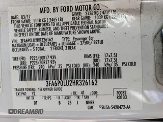 2017 Ford Fusion Hybrid SE with VIN 3FA6P0LU2HR326162, listed as a Copart auction lot 57495005 with 135,797 mi miles and Clean title. Bid and sale history available at DreamBid. Image 12.