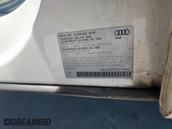 2015 Audi Q5 Premium Plus z VIN WA1LFAFP4FA115848, wystawiony jako Copart lot #61553075 z przebiegiem 125 968 mil mil oraz Czysty tytuł • Clean title. Historia ofert i sprzedaży dostępna na DreamBid. Obrazek 13.