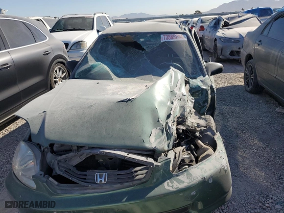 1998 Honda Civic DX with VIN JHMEJ6627WS011524, listed as a Copart auction lot 73585254 with 140,378 mi miles and Salvage Title. Bid and sale history available at carsss.com. Image 5.
