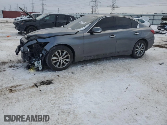 2015 Infiniti Q50 with VIN JN1BV7AR7FM420388, listed as a Copart auction lot 45231595 with 90,259 mi miles and Salvage Title. Bid and sale history available at DreamBid. Image 1.