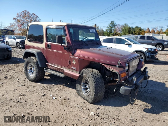 2002 Jeep Wrangler Sahara with VIN 1J4FA59S22P704603, listed as a Copart auction lot 77554334 with 99,758 mi miles and Salvage Title. Bid and sale history available at carsss.com. Image 4.