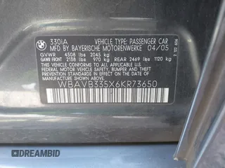 2006 BMW 3 Series 330i with VIN WBAVB335X6KR73650, listed as a IAAI auction lot 42407095 with 140,816 mi miles and . Bid and sale history available at DreamBid. Image 9.