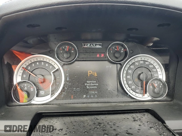 2018 Ram 2500 Laramie with VIN 3C6UR5NJ5JG286731, listed as a Copart auction lot 71109994 with 73,742 mi miles and Salvage title. Bid and sale history available at DreamBid. Image 9.