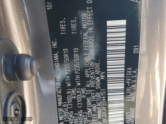 2015 Toyota Sienna SE with VIN 5TDXK3DC4FS544151, listed as a Copart auction lot 86352394 with 117,809 mi miles and Salvage Title. Bid and sale history available at carsss.com. Image 15.