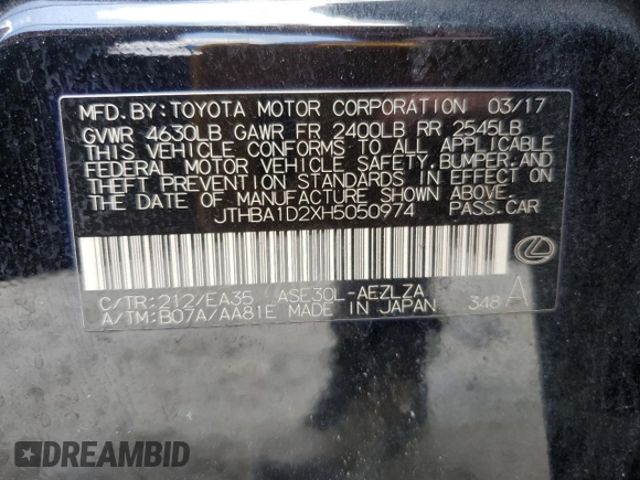 2017 Lexus IS 200t z VIN JTHBA1D2XH5050974, wystawiony jako Copart lot #61467615 z przebiegiem 122 743 mil mil oraz Szkoda całkowita • Salvage title. Historia ofert i sprzedaży dostępna na DreamBid. Obrazek 12.