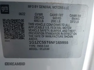 2022 Chevrolet Malibu LS with VIN 1G1ZC5ST6NF165955, listed as a IAAI auction lot 40954895 with 69,245 mi miles and . Bid and sale history available at DreamBid. Image 9.