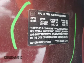 2019 Buick Regal Essence z VIN W04GP6SX9K1076069, wystawiony jako Copart lot #88209205 z przebiegiem 57 555 mil mil oraz Szkoda całkowita • Salvage title. Historia ofert i sprzedaży dostępna na DreamBid. Obrazek 12.
