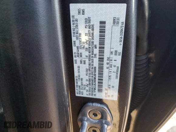 2021 Ford Escape Titanium with VIN 1FMCU9J90MUB16909, listed as a Copart auction lot 42547724 with 24,300 mi miles and Salvage Title. Bid and sale history available at carsss.com. Image 13.