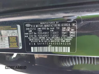 2013 Kia Sorento LX with VIN 5XYKTCA6XDG345234, listed as a IAAI auction lot 42047737 with 138,496 mi miles. Bid and sale history available at carsss.com. Image 9.