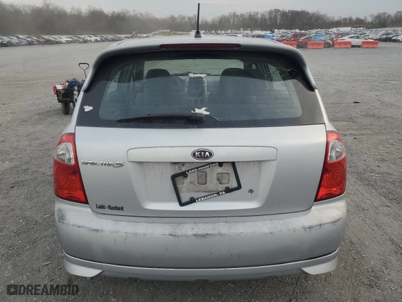 2005 Kia Spectra with VIN KNAFE161455076846, listed as a Copart auction lot 81701864 with 154,754 mi miles and Salvage Title. Bid and sale history available at carsss.com. Image 6.