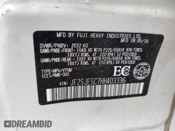 2017 Subaru Forester with VIN JF2SJESC7HH403336, listed as a Copart auction lot 77250544 with 182,729 mi miles and Non repairable. Bid and sale history available at DreamBid. Image 14.