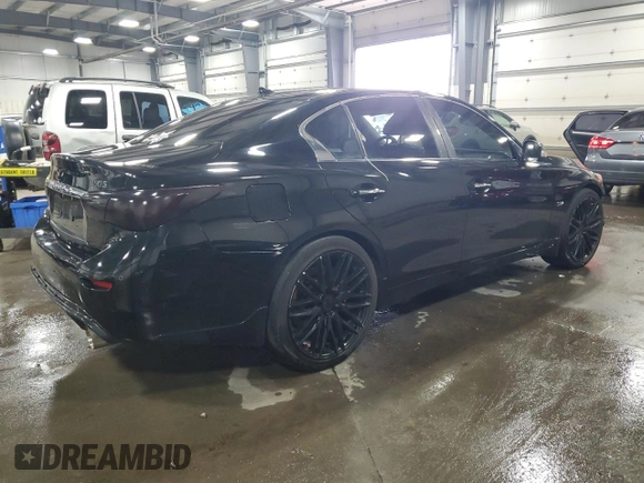 2014 Infiniti Q50 Premium with VIN JN1BV7AR1EM705764, listed as a Copart auction lot 50555595 with 105,626 mi miles and Salvage Title. Bid and sale history available at DreamBid. Image 3.