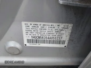 2004 Honda Accord LX z VIN 1HGCM56354A055237, wystawiony jako IAAI lot #42274905 z przebiegiem 198 550 mil mil oraz . Historia ofert i sprzedaży dostępna na DreamBid. Obrazek 9.