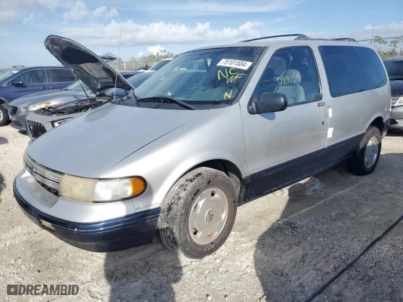 1993 Mercury Villager Wagon GS with VIN 4M2DV11W4PDJ02104, listed as a Copart auction lot 75101504 with 59,973 mi miles and Salvage Title. Bid and sale history available at carsss.com. Image 1.