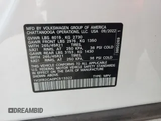 2023 Volkswagen Atlas SEL Premium R-Line z VIN 1V2FR2CA0PC513322, wystawiony jako Copart lot #41394145 z przebiegiem 16 693 mil mil oraz Szkoda całkowita • Salvage title. Historia ofert i sprzedaży dostępna na DreamBid. Obrazek 16.