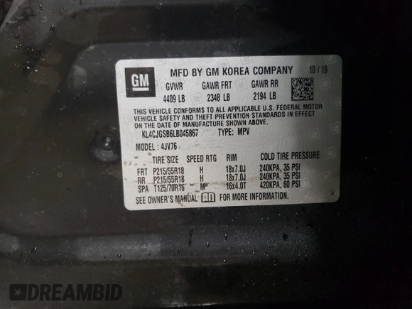 2020 Buick Encore Essence z VIN KL4CJGSB6LB045867, wystawiony jako Copart lot #88046955 z przebiegiem 37 595 mil mil oraz Szkody całkowita. Historia ofert i sprzedaży dostępna na DreamBid. Obrazek 12.