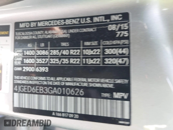 2016 Mercedes-Benz GLE 450 AMG с VIN 4JGED6EB3GA010626, выставлен на аукционе IAAI как лот 42552518 с пробегом 151 622 миль миль и . История ставок и продаж доступна на DreamBid. Изображение 9.