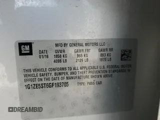 2016 Chevrolet Malibu LT with VIN 1G1ZE5ST6GF193705, listed as a Copart auction lot 48163415 with 91,727 mi miles and Salvage Title. Bid and sale history available at carsss.com. Image 14.
