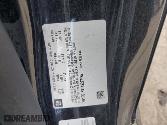 2010 Chevrolet Camaro 2LT z VIN 2G1FC1EV7A9227925, wystawiony jako Copart lot #58292885 z przebiegiem 86 884 mil mil oraz Szkoda całkowita • Salvage title. Historia ofert i sprzedaży dostępna na DreamBid. Obrazek 12.
