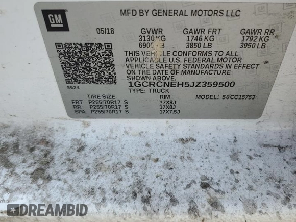 2018 Chevrolet Silverado 1500 Work Truck with VIN 1GCRCNEH5JZ359500, listed as a Copart auction lot 48953105 with 207,814 mi miles and Salvage Title. Bid and sale history available at carsss.com. Image 12.