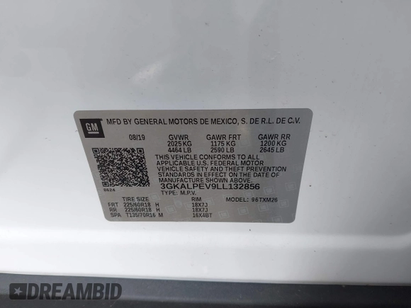 2020 GMC Terrain SLT z VIN 3GKALPEV9LL132856, wystawiony jako IAAI lot #41831180 z przebiegiem 68 284 mil mil oraz . Historia ofert i sprzedaży dostępna na DreamBid. Obrazek 9.