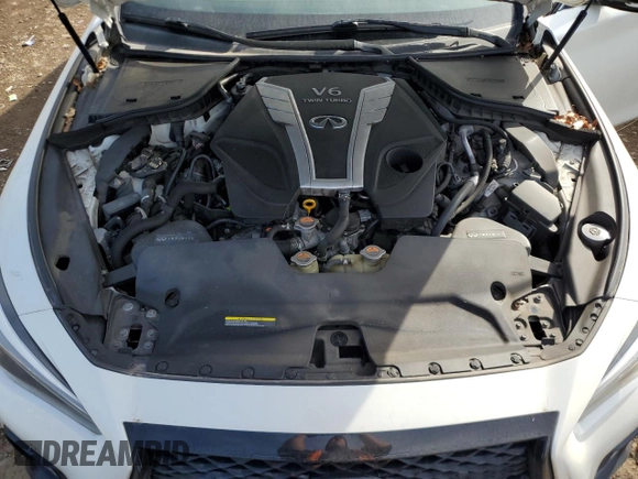 2018 Infiniti Q50 Red Sport 400 with VIN JN1FV7AR2JM480539, listed as a Copart auction lot 49141695 with 81,523 mi miles and Salvage Title. Bid and sale history available at DreamBid. Image 11.