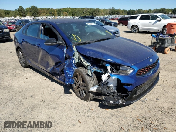 2021 Kia Forte GT-Line with VIN 3KPF34AD9ME359659, listed as a Copart auction lot 61551812 with 9,781 mi miles and Salvage title. Bid and sale history available at DreamBid. Image 1.