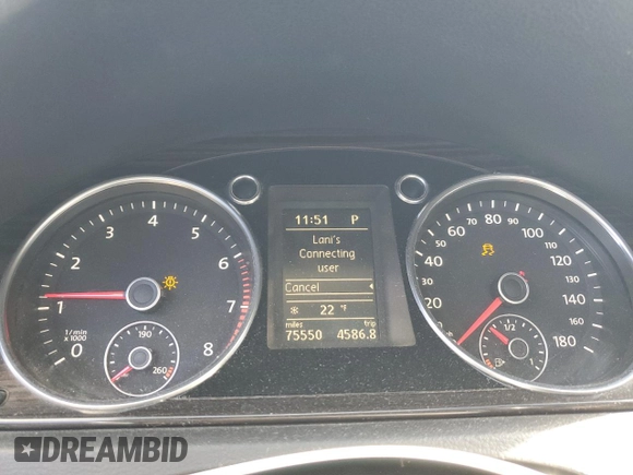 2013 Volkswagen CC VR6 Lux with VIN WVWHU7AN1DE500302, listed as a Copart auction lot 41916625 with 75,550 mi miles and Salvage Title. Bid and sale history available at carsss.com. Image 9.