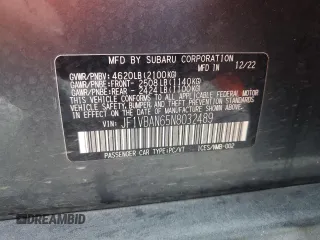 2022 Subaru WRX Limited with VIN JF1VBAN65N8032489, listed as a Copart auction lot 68554994 with 16,734 mi miles and Salvage Title. Bid and sale history available at carsss.com. Image 14.