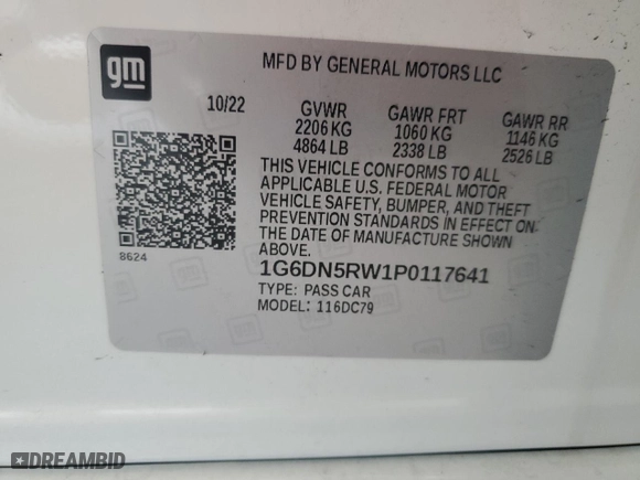 2023 Cadillac CT5 Premium Luxury with VIN 1G6DN5RW1P0117641, listed as a Copart auction lot 63809924 with 0 mi miles and Salvage Title. Bid and sale history available at carsss.com. Image 12.