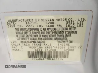 2011 Nissan Sentra S with VIN 3N1AB6AP9BL645316, listed as a IAAI auction lot 42490823 with 168,805 mi miles and . Bid and sale history available at DreamBid. Image 9.
