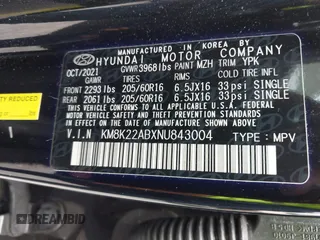 2022 Hyundai Kona Preferred with VIN KM8K22ABXNU843004, listed as a IAAI auction lot 41909990 with 18,837 mi miles and . Bid and sale history available at carsss.com. Image 9.