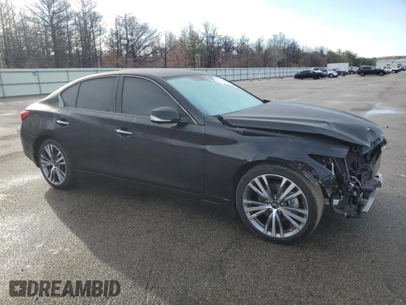 2023 Infiniti Q50 SENSORY with VIN JN1EV7CR1PM543311, listed as a Copart auction lot 49888555 with 15,748 mi miles and Salvage Title. Bid and sale history available at carsss.com. Image 4.