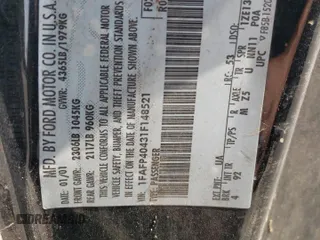 2001 Ford Mustang Standard z VIN 1FAFP40431F148521, wystawiony jako Copart lot #50789955 z przebiegiem 119 356 mil mil oraz Szkoda całkowita • Salvage title. Historia ofert i sprzedaży dostępna na DreamBid. Obrazek 13.