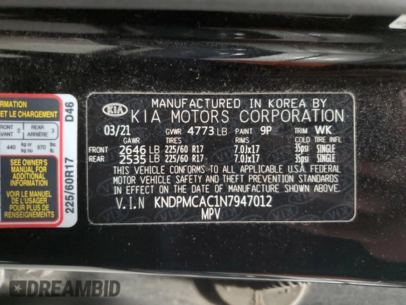 2022 Kia Sportage LX with VIN KNDPMCAC1N7947012, listed as a Copart auction lot 45595775 with 72,553 mi miles and Salvage Title. Bid and sale history available at carsss.com. Image 14.